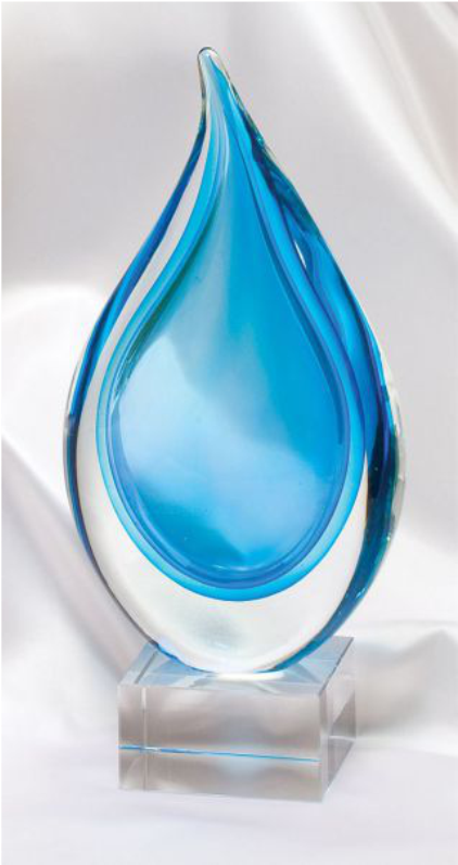 Blue Glass Teardrop Sculpture