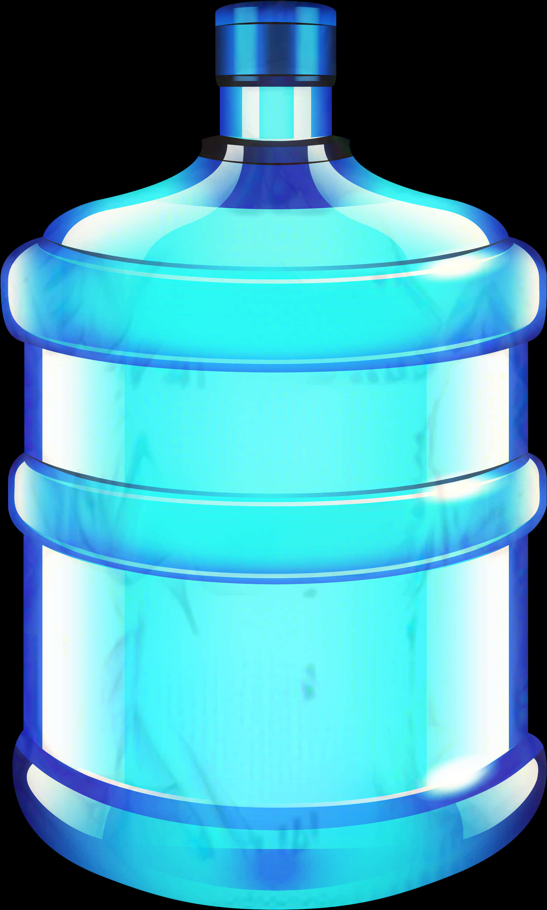 Blue Glass Water Bottle Illustration PNG with transparent background