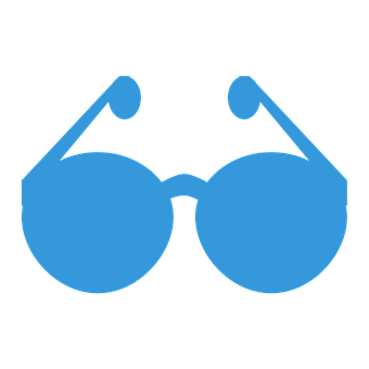 Blue Glasses Icon Black Background PNG with transparent background