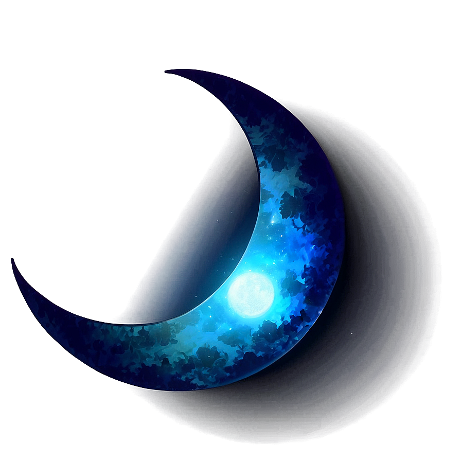 Blue Glow Crescent Moon Png Wdt61