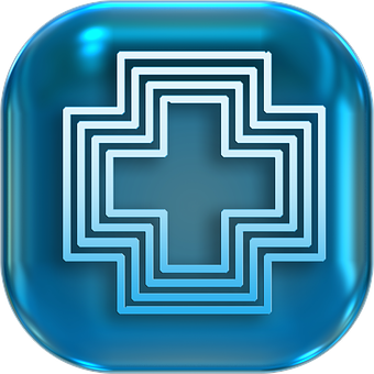 Blue Glow Health Cross Icon PNG with transparent background