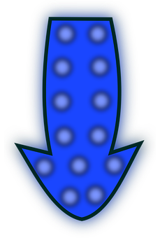 Blue Glowing Arrow Graphic PNG with transparent background