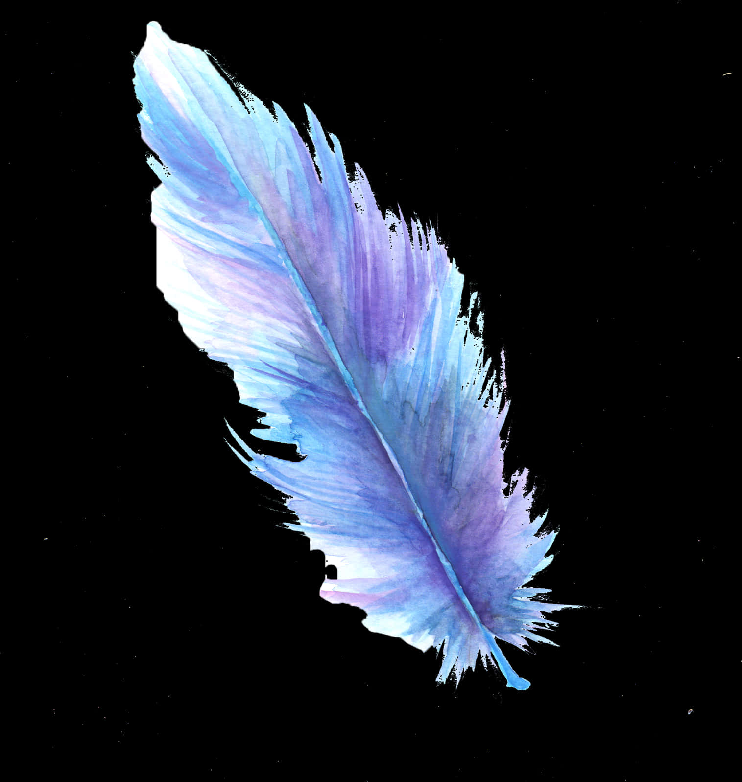 Feather Digital Art Watercolor Painting - Blue Feather Artwork Png, Transparent Png PNG with transparent background
