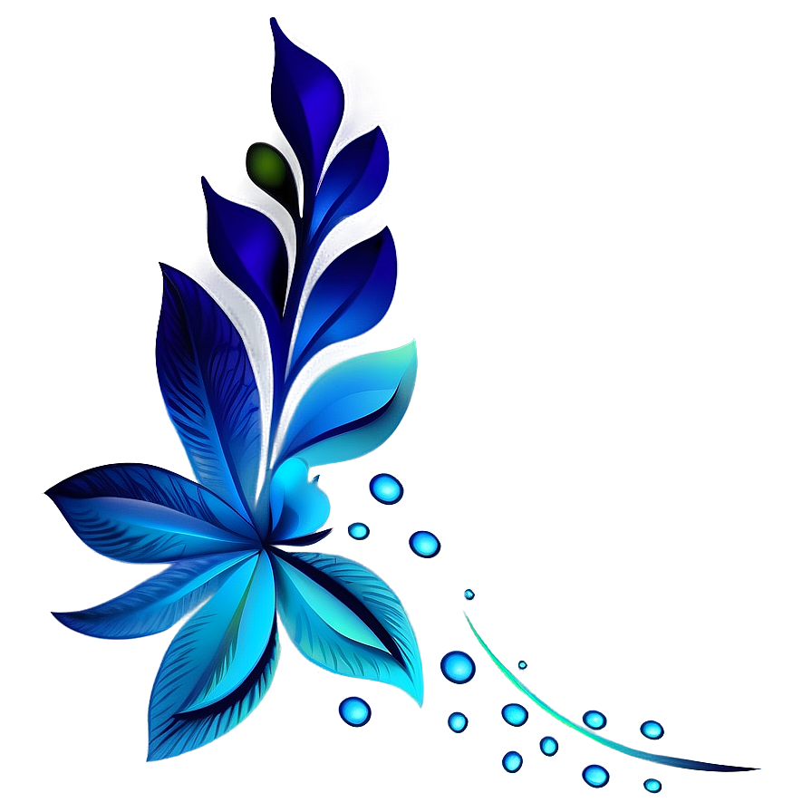 Blue Gradient Floral Png 39