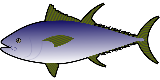 Blue Green Illustrated Fish