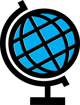 Blue Grid Globe Iconon Black Background