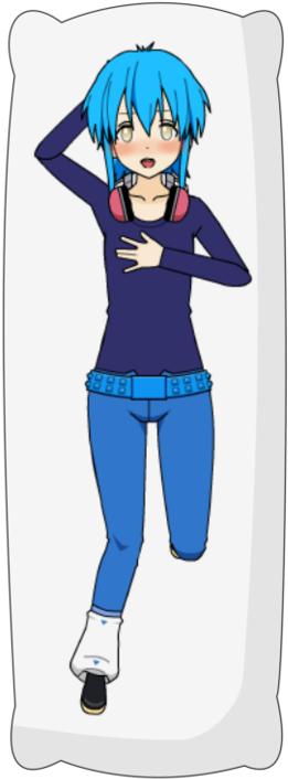 Blue Haired Anime Character Body Pillow