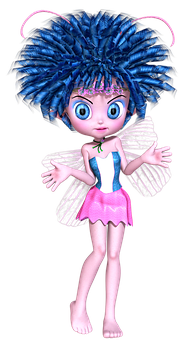 Blue Haired Cartoon Fairy