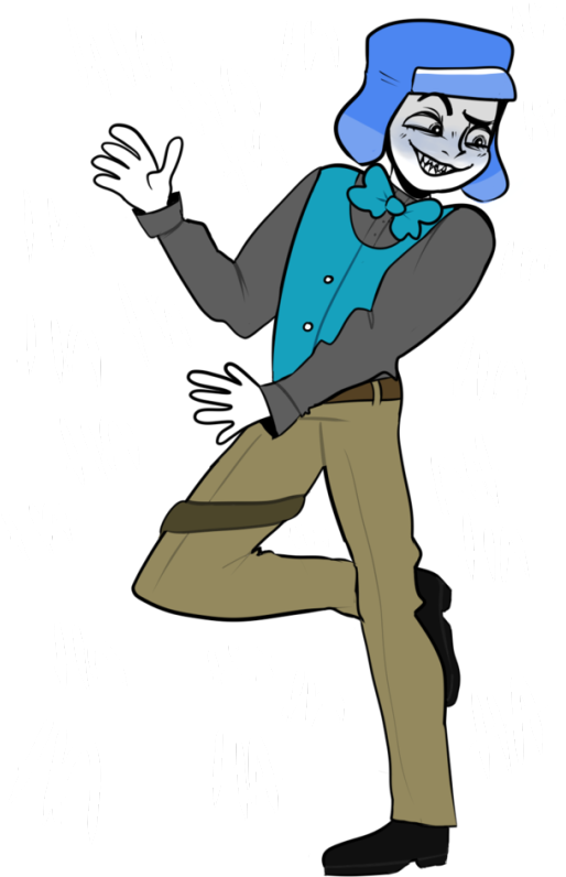 Blue Haired Character Laughing PNG with transparent background