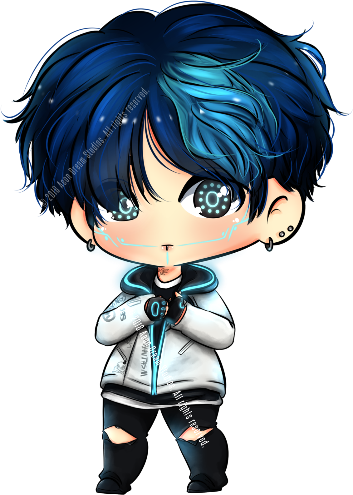 Blue Haired Chibi Character Illustration