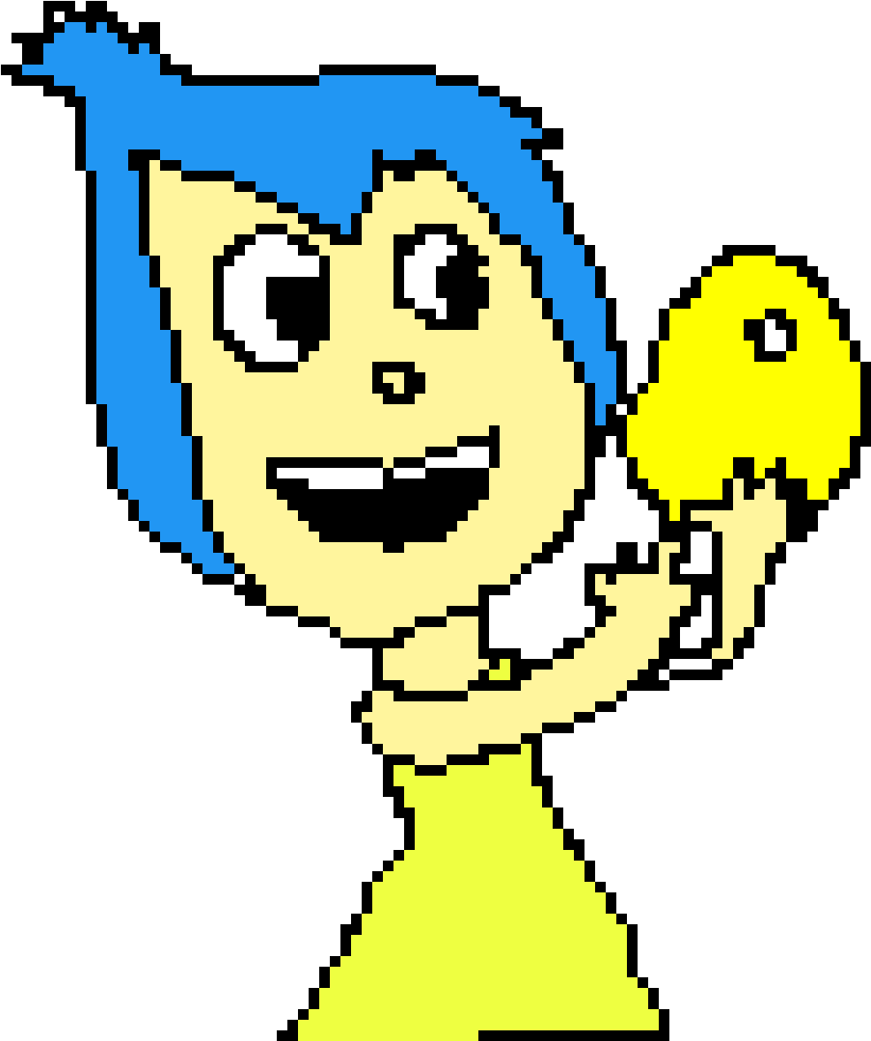 Blue Haired Pixel Character Holding Star