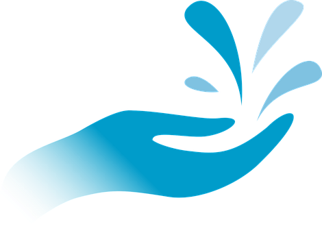Blue Hand Water Splash Graphic PNG with transparent background