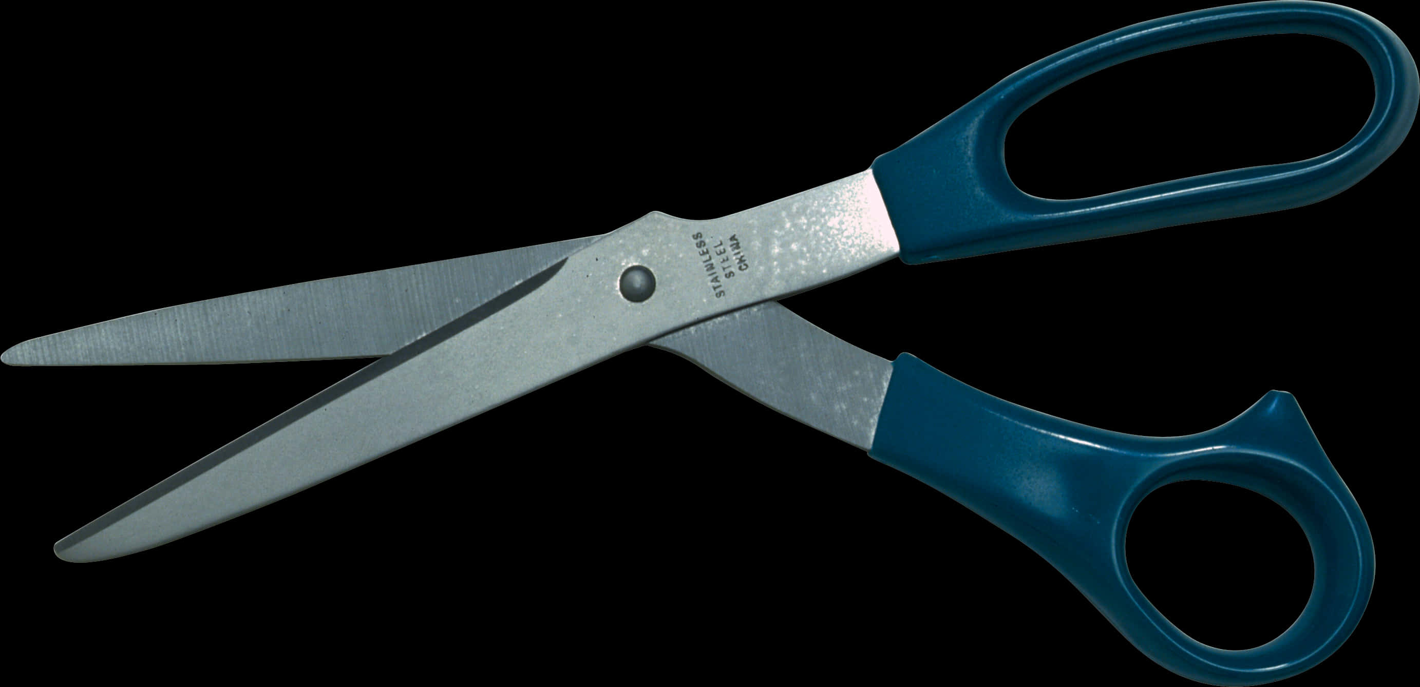 Blue Handled Scissors Black Background