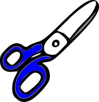 Blue Handled Scissors Graphic PNG image with a transparent background, free high-resolution download