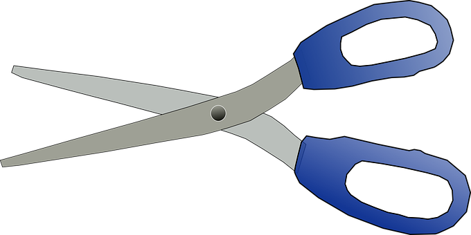 Blue Handled Scissors Vector PNG image with a transparent background, free high-resolution download