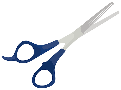 Blue Handled Thinning Scissors PNG image with a transparent background, free high-resolution download