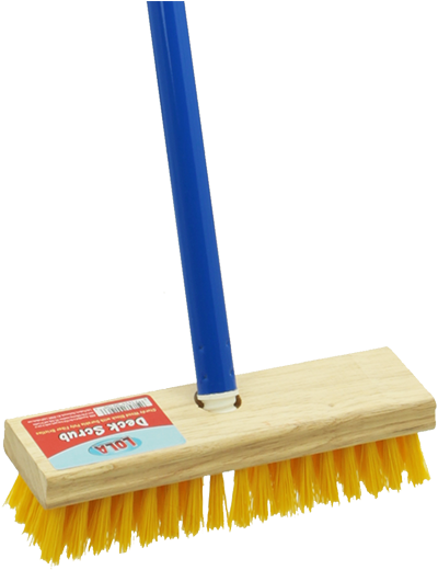 Blue Handled Wooden Deck Scrub Broom