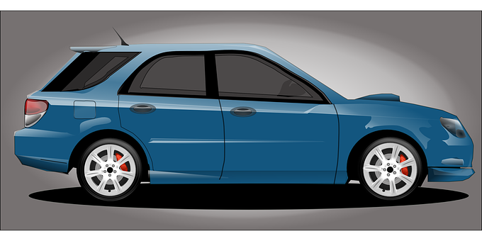 Blue Hatchback Car Illustration PNG with transparent background