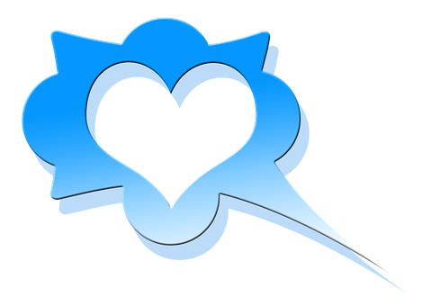 Blue Heart Bubble Speech Icon PNG with transparent background