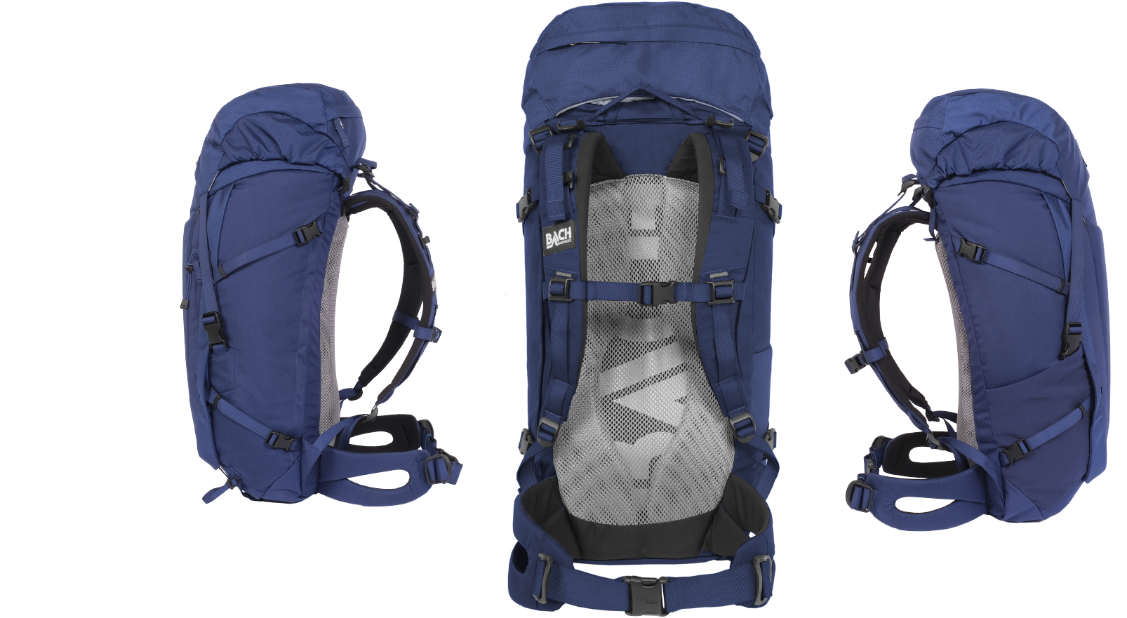 Blue Hiking Backpack Triple View