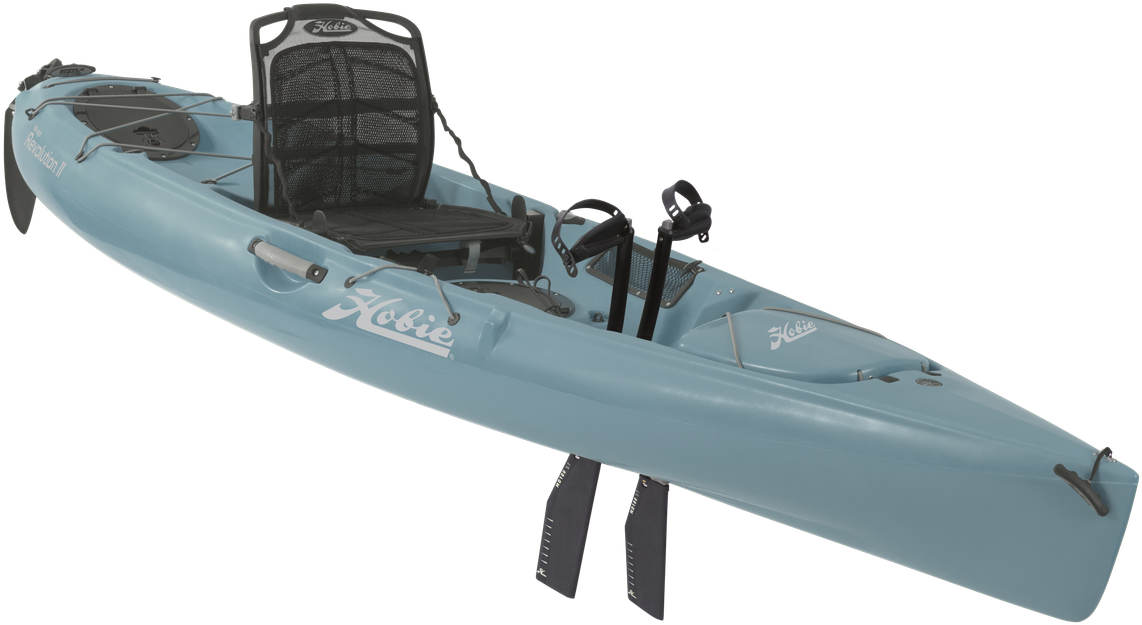 Blue Hobie Fishing Kayak PNG with transparent background
