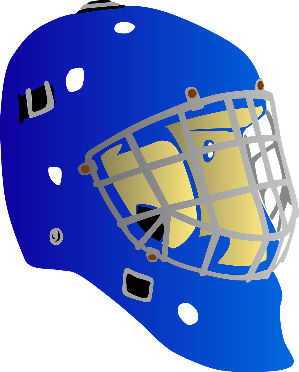 Blue Hockey Helmet With Cage PNG with transparent background