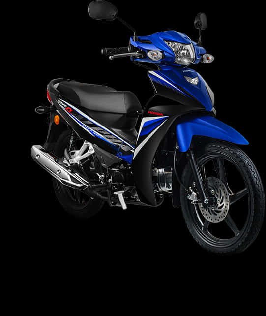 Blue Honda Motorcycle Isolatedon Black