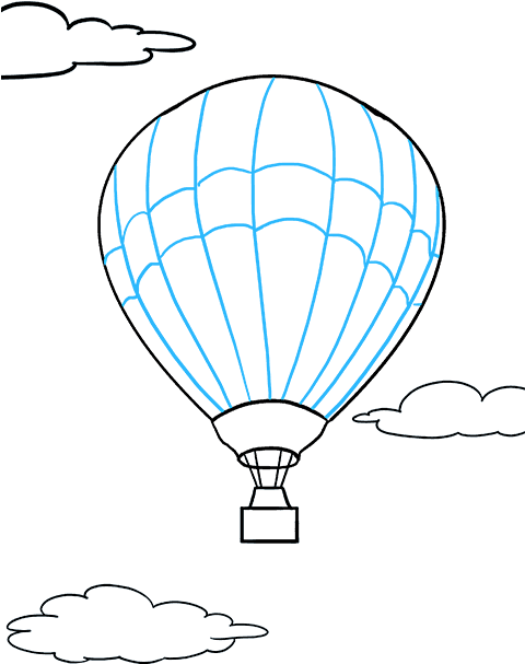 How To Draw Hot Air Balloon - Hot Air Balloon Simple Drawing, HD Png Download PNG with transparent background