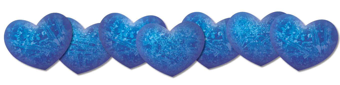 Blue Ice Hearts Row PNG with transparent background