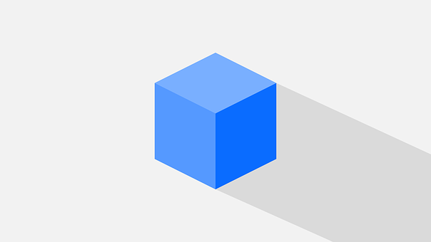 Blue Isometric Cube Shadow PNG with transparent background