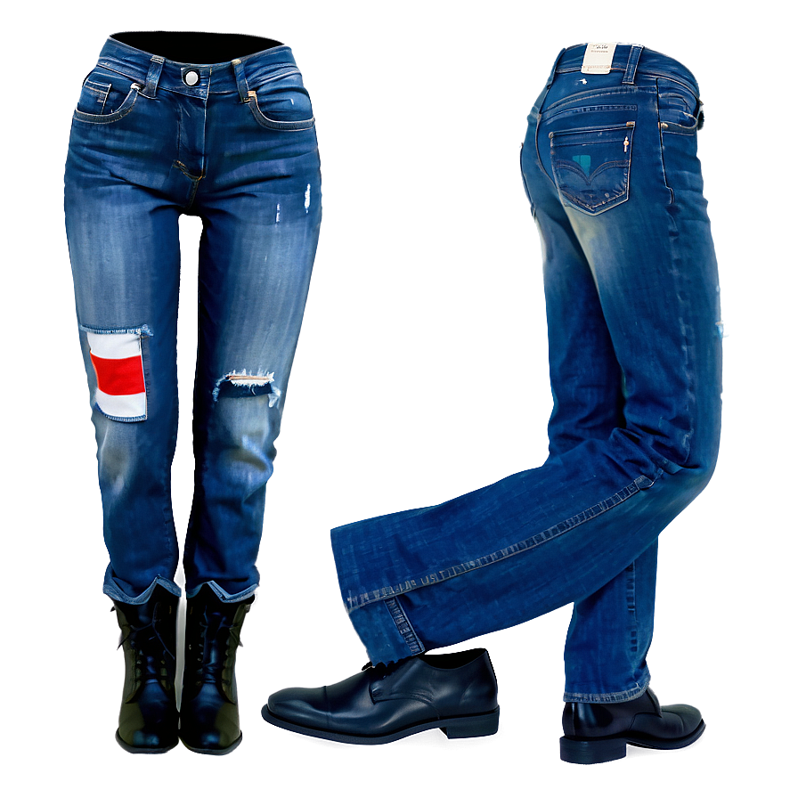 Blue Jeans With Patches Png 56