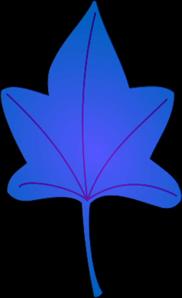 Blue Leaf Silhouetteon Black Background