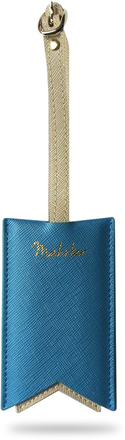 Blue Leather Luggage Tag