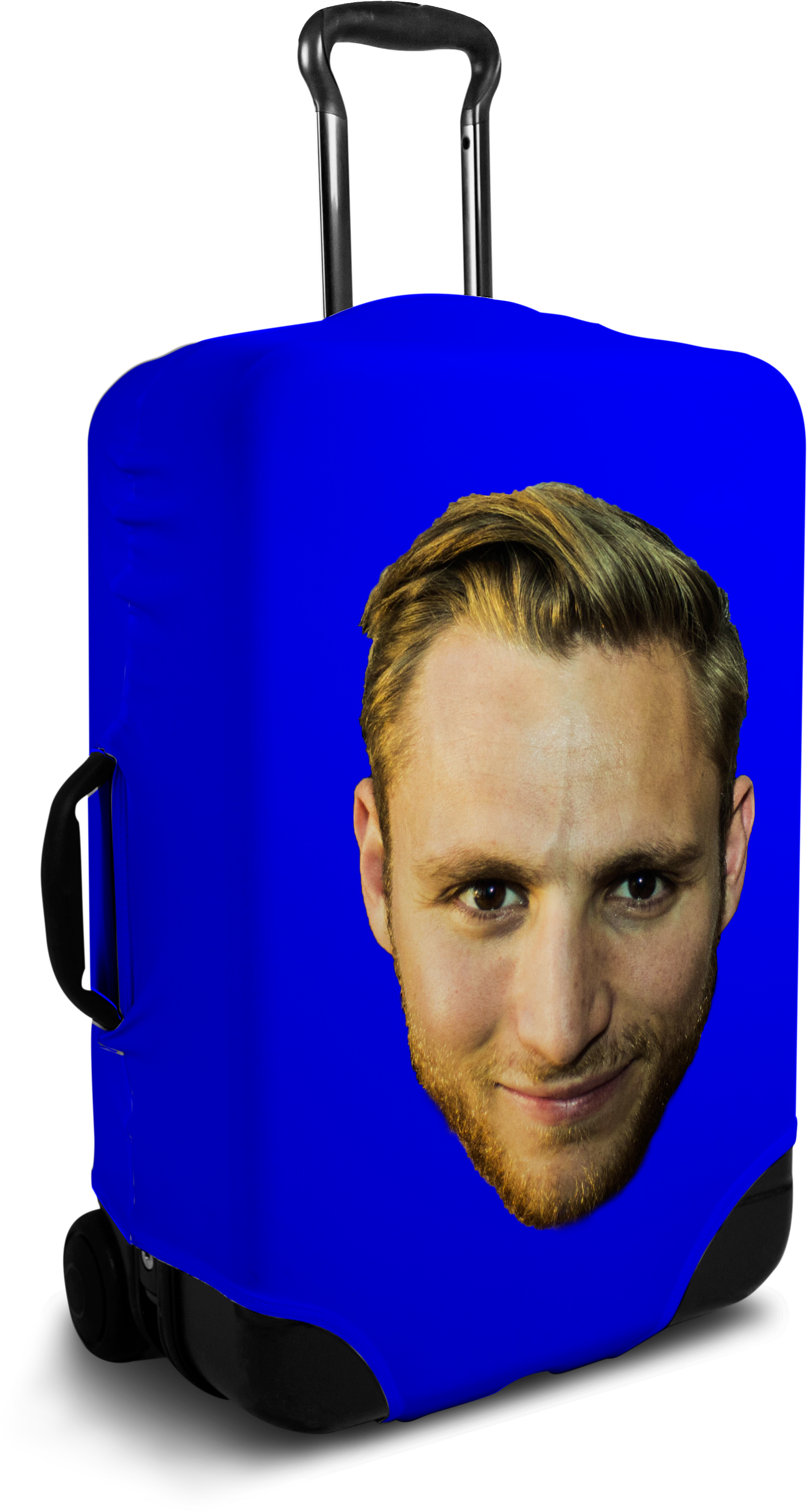 Custom Blue Luggage Cover With Personalized Face'- Suitcase Cover, HD Png Download PNG with transparent background