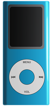 Blue M P3 Player Device PNG with transparent background