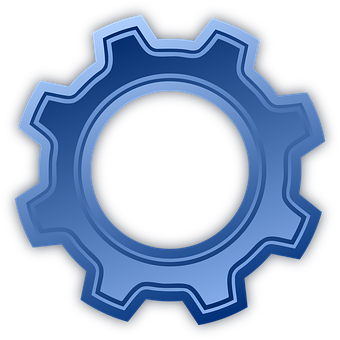 Blue Mechanical Gear Icon