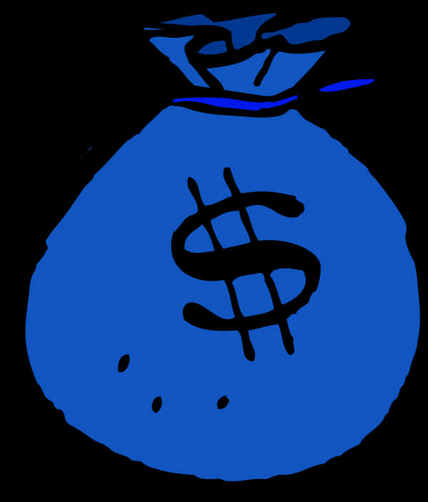 Blue Money Bag Dollar Sign