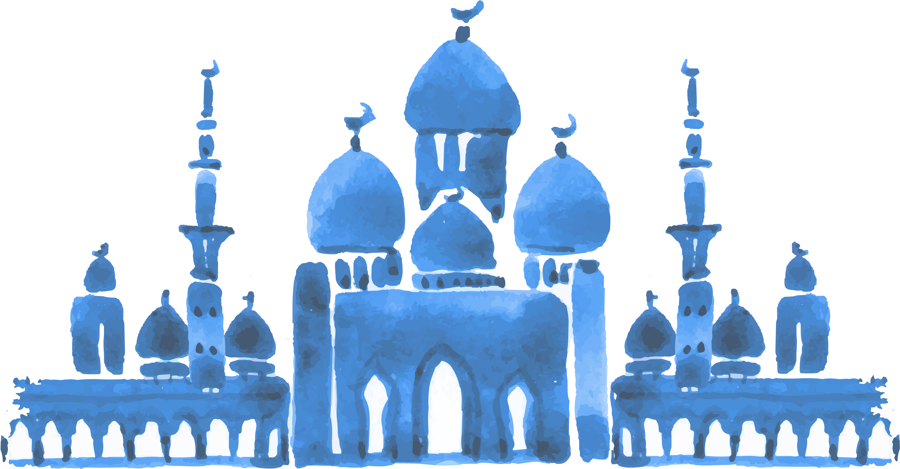 Blue Mosque Silhouette Art