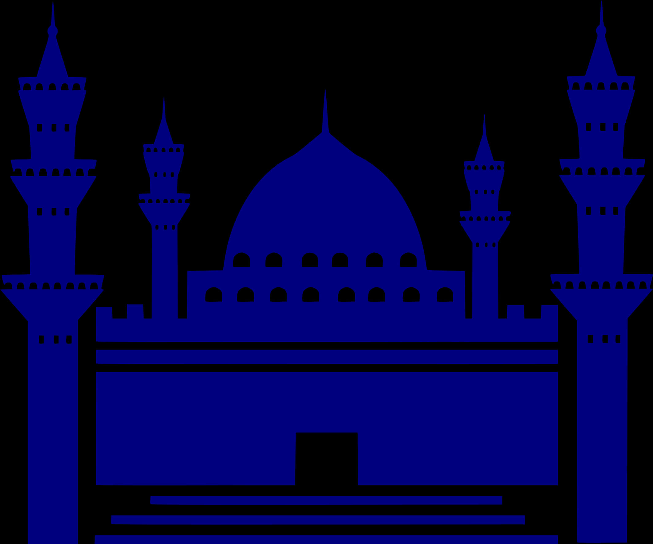 Blue Mosque Silhouette Graphic