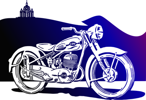 Blue Motorbike Silhouette Artwork