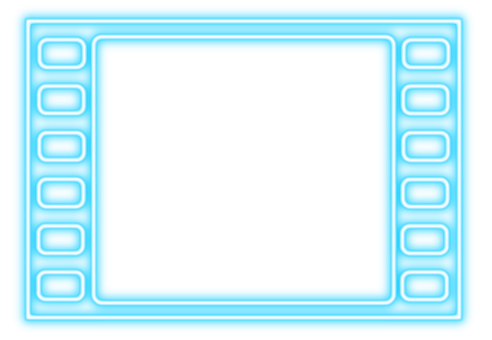 Blue Neon Film Frame PNG with transparent background