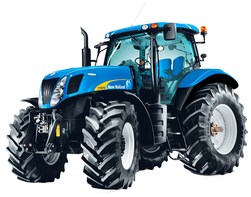 Blue New Holland T7070 Tractor PNG image with a transparent background, free high-resolution download
