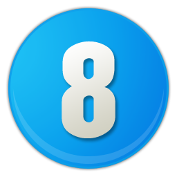 Blue Number8 Icon PNG with transparent background