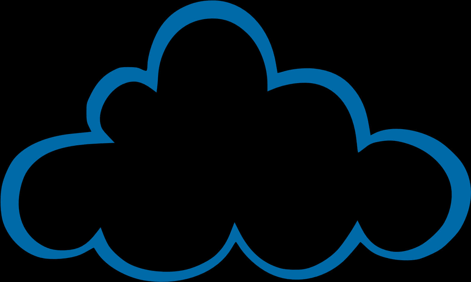 Blue Outlined Cloud Graphic PNG with transparent background