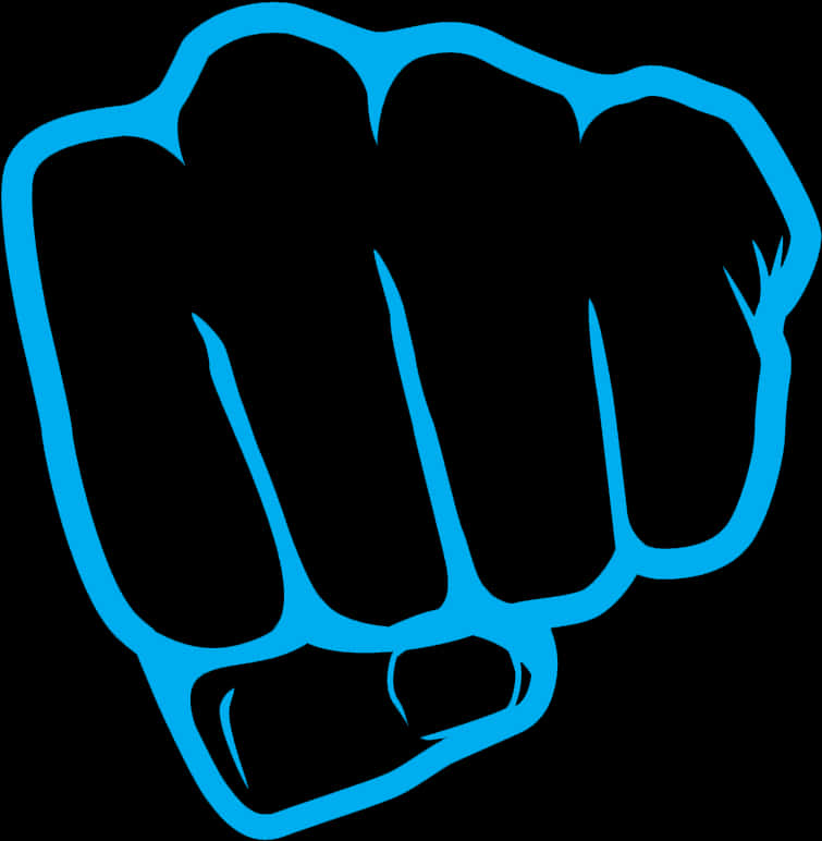 Blue Outlined Fist Illustration