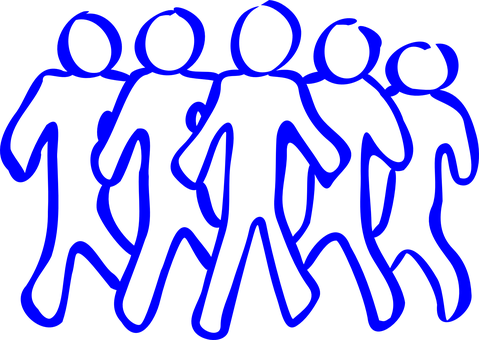 Blue Outlined People Chain PNG with transparent background