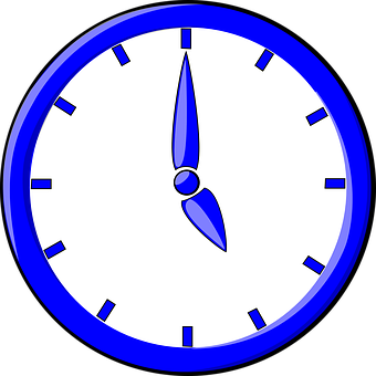 Blue Outlined Simple Clock PNG with transparent background