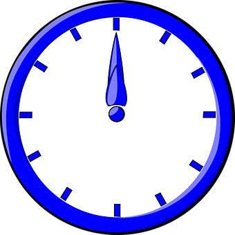 Blue Outlined Simple Clock PNG with transparent background