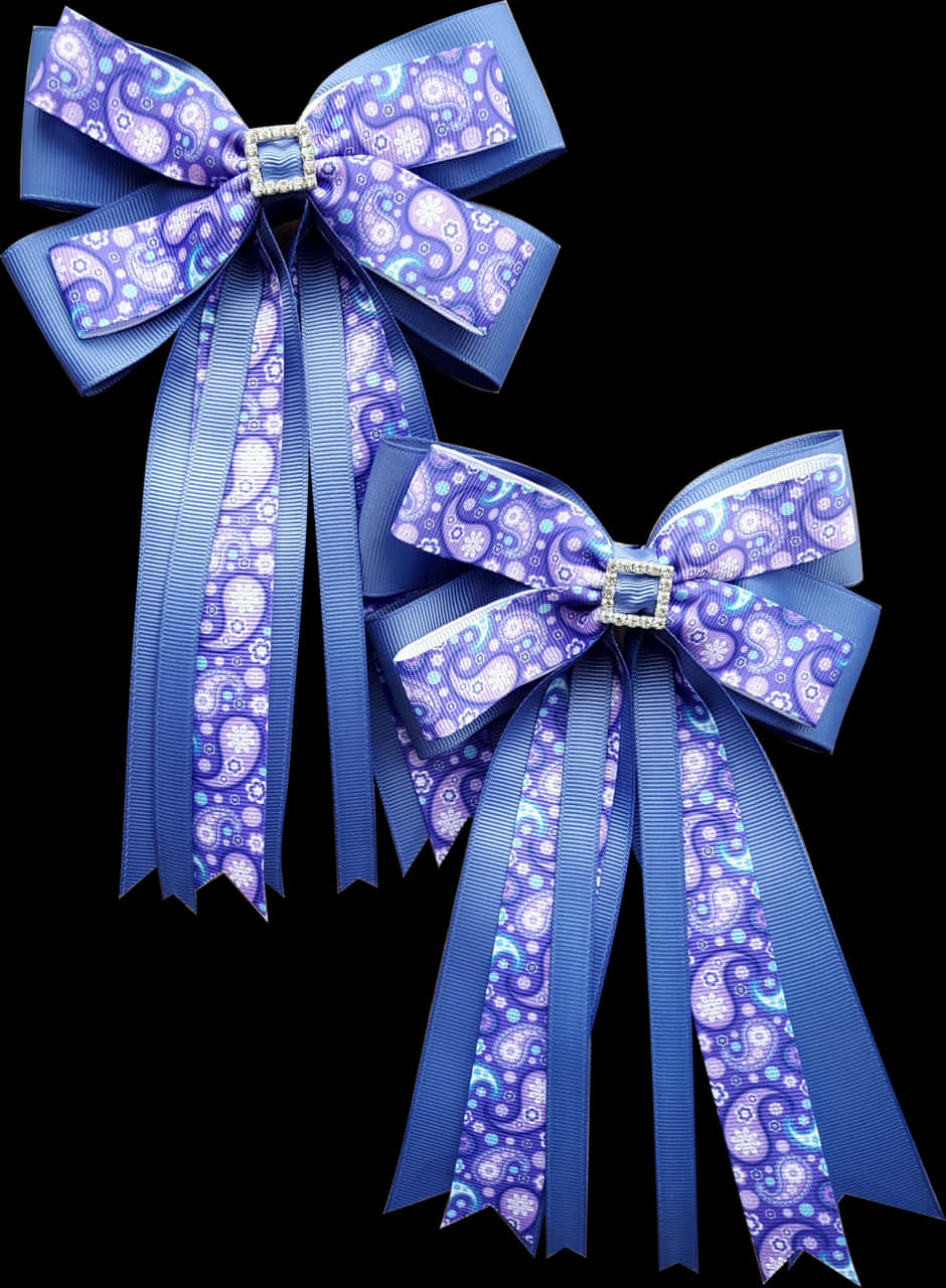 Blue Paisley Hair Bows PNG with transparent background