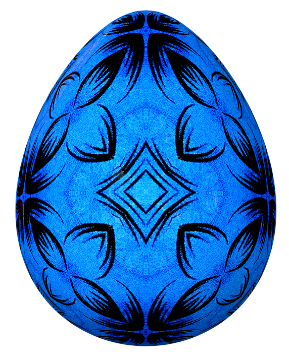 Blue Patterned Easter Egg